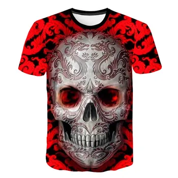 2023 Новые Мужские футболки с 3D изображением черепа Grim Reaper, Летняя Повседневная одежда с коротким рукавом, футболки Оверсайз, Свободные топы