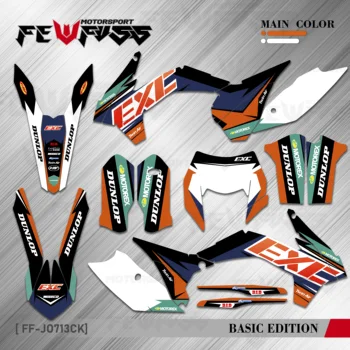 FEWFUSS Для KTM 125 250 350 EXC EXCF 2014 2015 2016 Графические Наклейки Комплект Наклеек Фон Мотоцикла Пользовательское Название Номера