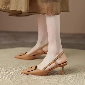 Босоножки Baotou на высоком каблуке-шпильке 2023, сезон Весна-лето, тонкие туфли с острым носком, женская модная обувь-помпа