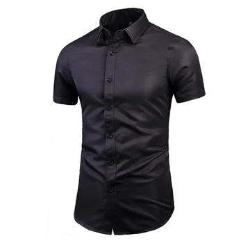 Классические стили, повседневные мужские рубашки Regular Fit с коротким рукавом, черный, белый цвет