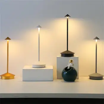Креативная настольная лампа, алюминиевая прикроватная лампа, Неполярная регулировка яркости, сенсорный режим, ночник, Домашний декоративный гостиничный светильник T 3w Led