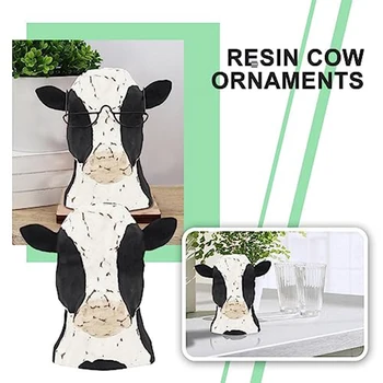 Креативный Черно-белый Держатель для очков с коровьей головой из смолы, подставка для домашнего офисного стола, подставка для очков из молочной коровы, украшение дома