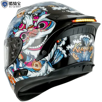 Мотоциклетный шлем Kuqibao, Полный шлем, Персонализированный Шлем для мотокросса, Противотуманные линзы с задними фонарями, Сертификация DOT/ECE