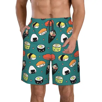 Плавки для японских суши, мужские быстросохнущие шорты для плавания, эластичные водные пляжные шорты с компрессионной подкладкой, карман на молнии, S