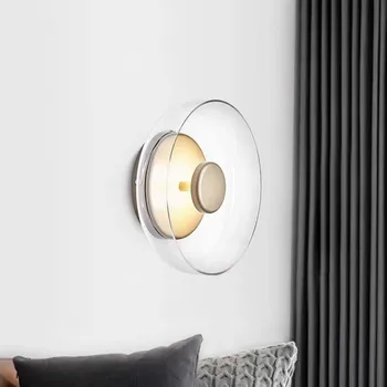 Скандинавский светодиодный настенный светильник, стеклянные полукруглые настенные бра для прикроватной тумбочки, прихожей, гостиной, внутреннего оформления, настенного освещения