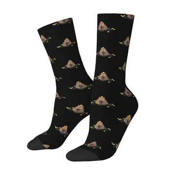 Сумасшедший носок для мужчин, капибара на черном фоне, хип-хоп Морская свинка, дышащий носок для экипажа с рисунком, повседневный подарок