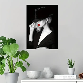 Черно-белая Леди Картина на холсте Современный домашний декор Плакат и принты Сексуальные женские картины на стену для украшения гостиной