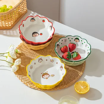 [Чиби Маруко-тян ] Миска для выпечки, воздушная миска для фритюрницы, прекрасная керамическая миска для фруктового салата